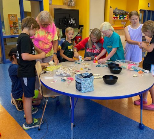 group working at a table in the classroom